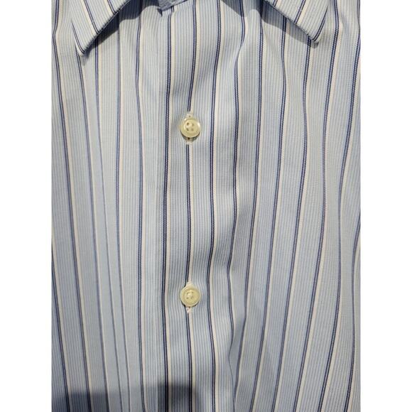 Brooks Brothers 16/33 Button Down Shirt Blue Double Stripe Slim Fit Non Iron - Picture 6 of 7